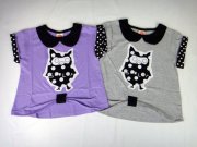【1500円均一】ＳｃｏＬａｒ(スカラー)フクロウ柄襟付き半袖Ｔシャツ【メール便可能】