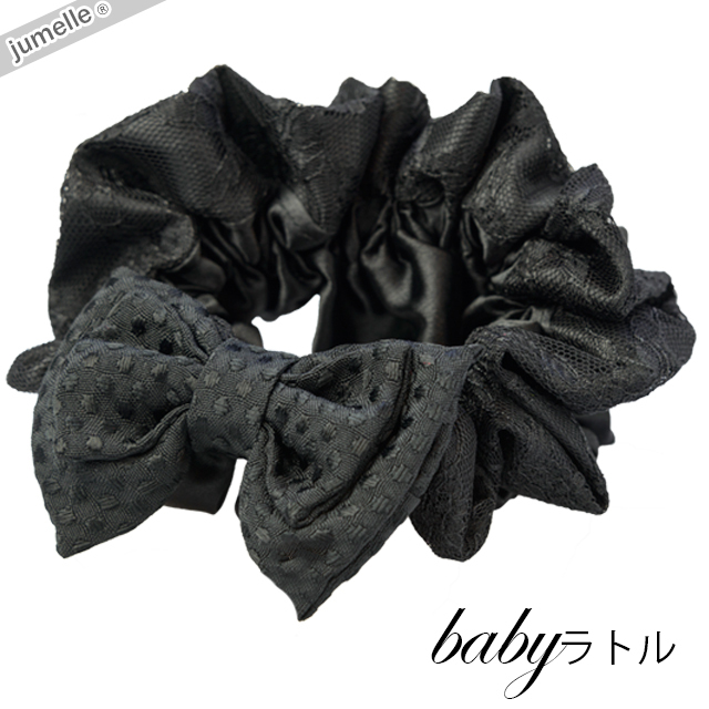 お仕事にもぴったり！ブラックレースサテンママシュシュ♪