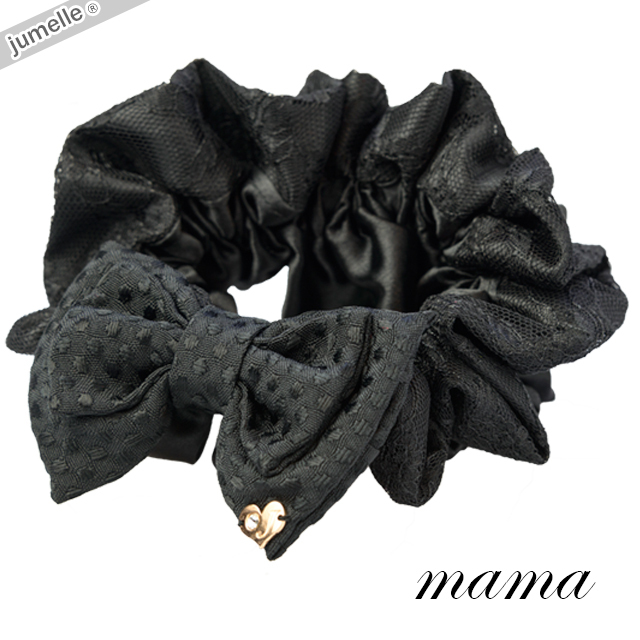 お仕事にもぴったり！ブラックレースサテンママシュシュ♪