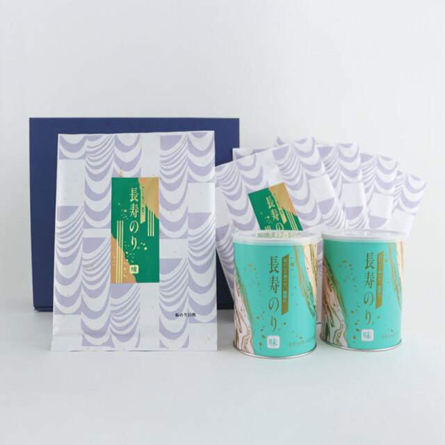 長寿のり　ジャンボ缶　全形焼きのり　詰合せ　特選　味のり2本