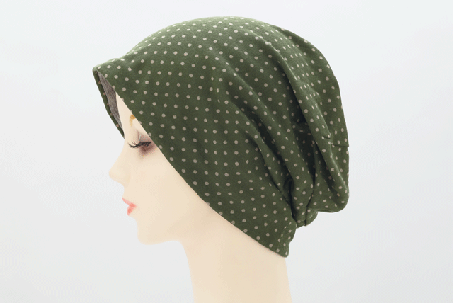 水玉キャスケット　裏地付き　脱毛帽子　リプロ