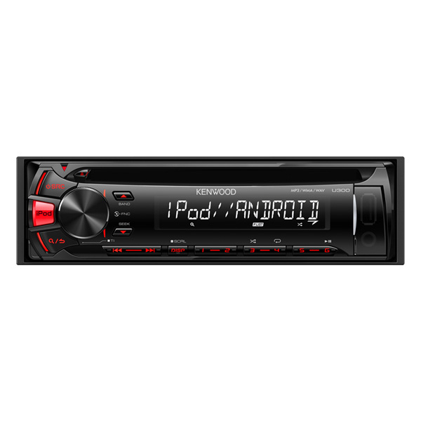 （送料無料） ケンウッド（KENWOOD） カーオーディオ CD/USB/iPodレシーバー  1DIN U300R　レッド