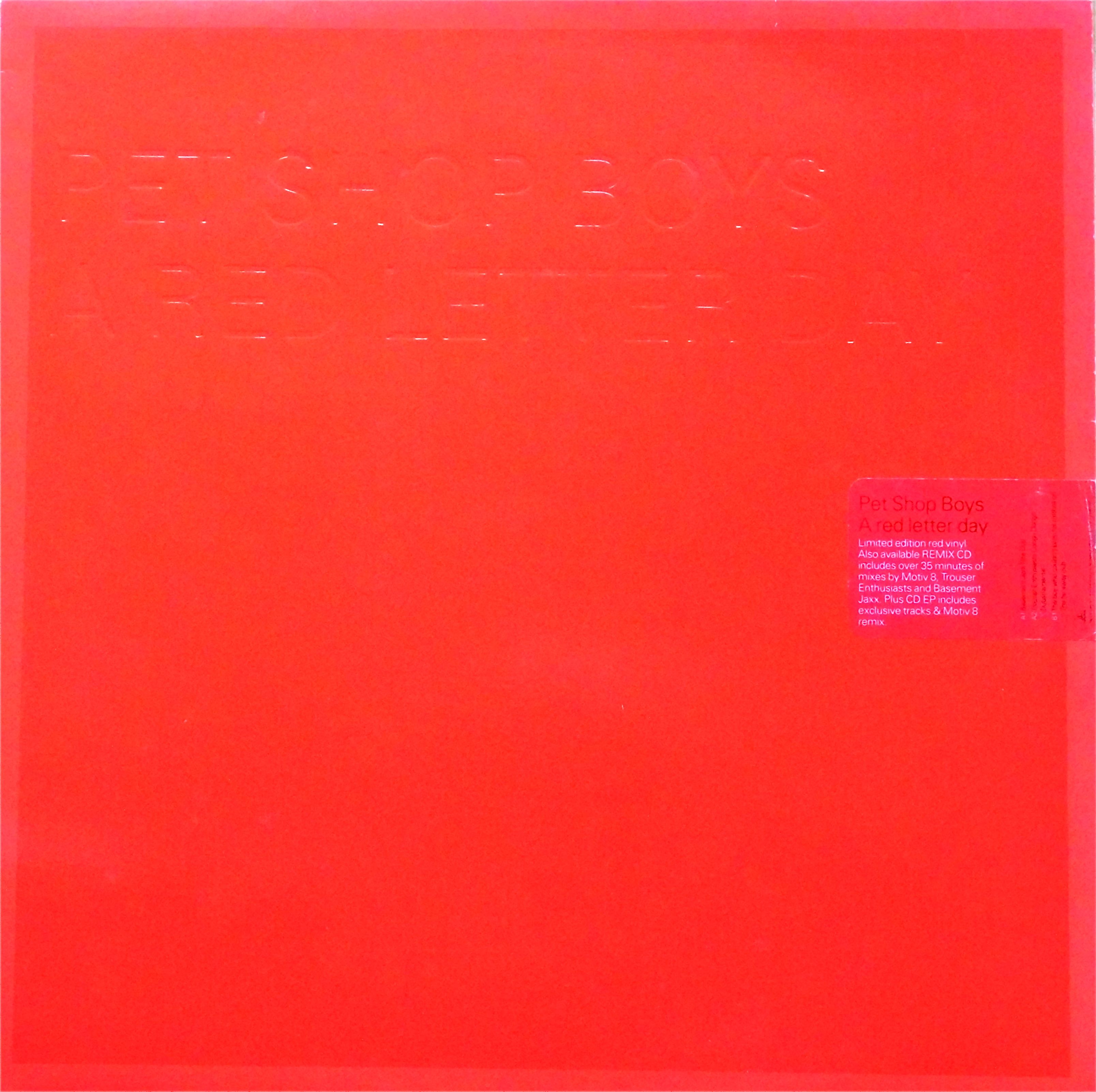 PET SHOP BOYS / A Red Letter Day