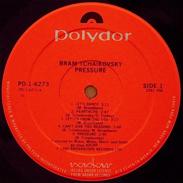 帯付日本盤LP 見本盤　Bram Tchaikovsky パワーポップ 帯付日本盤LP 見本盤 Bram Tchaikovsky パワーポップ