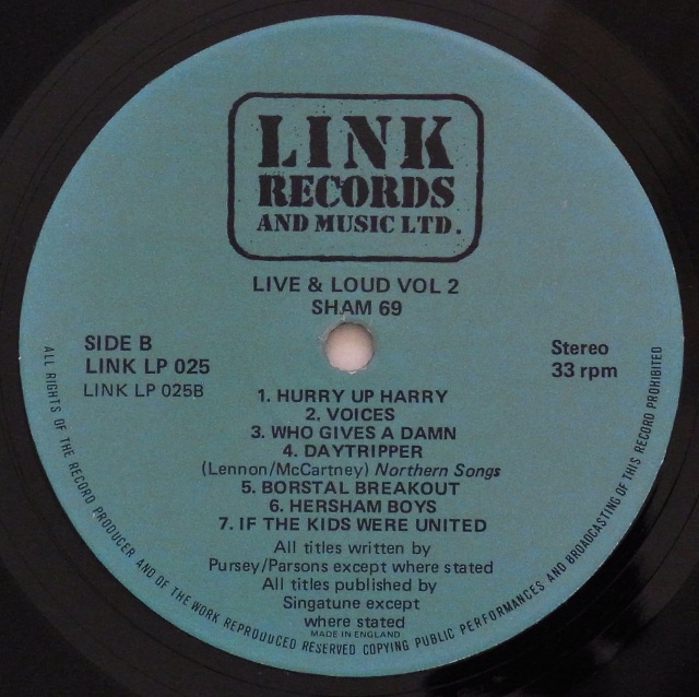 SHAM 69 / Live And Loud!! Volume 2