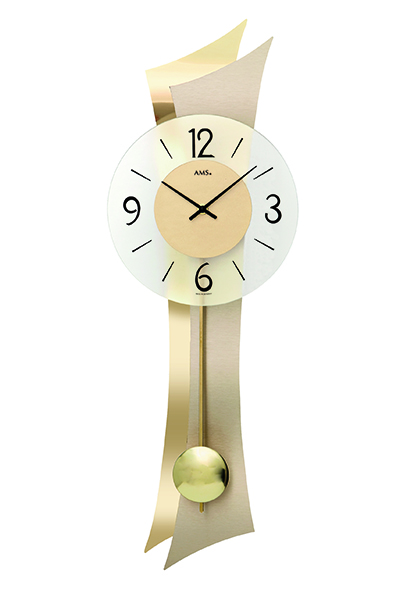 スタイリッシュなデザイン掛け時計（ゴールド）AMS7427