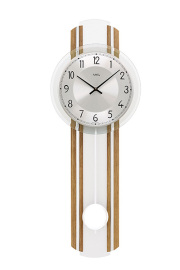 木目調装飾モダンなデザイン振り子掛け時計/AMS7475