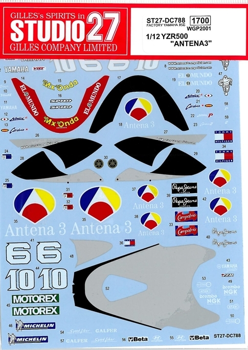 DC788  1/12 YAMAHA YZR500 "ANTENA3" WGP 2001