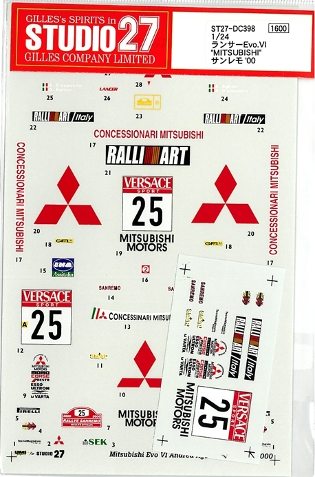 DC398 1/247 LANCER　Evo.Vl"MITSUBISHI"サンレモ’00
