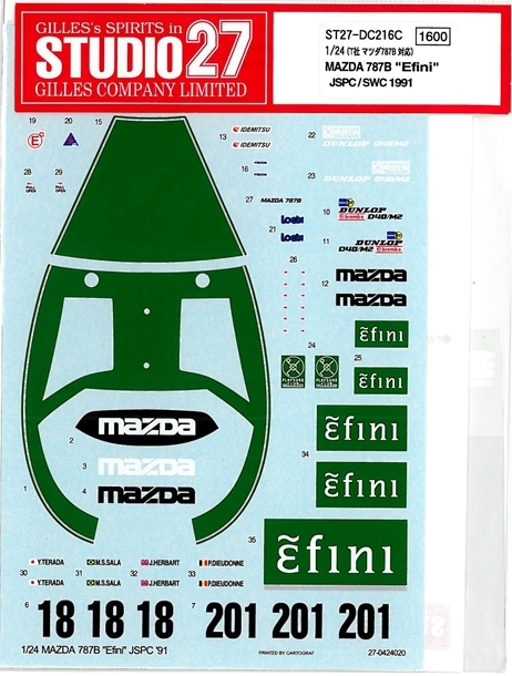 DC216C　1/24MAZDA　787B”Efini"JSPC/SWC1991