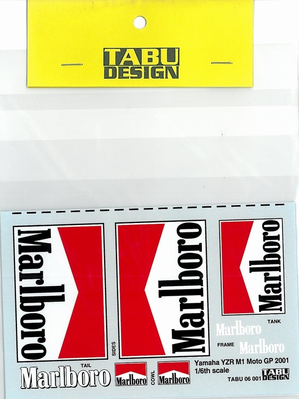 TABU06001 1/6 YZR500"Marlboro"2001用タバコデカール（イタレリ社対応）