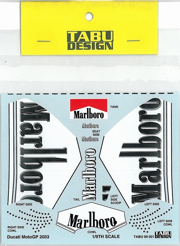 TABU09001 1/9 ドゥカティ2003用タバコデカール（イタレリ社対応）