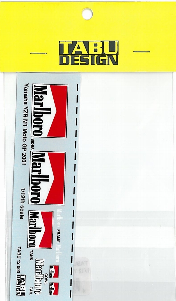 TABU12002 1/12 YZR500"Marlboro"2001用タバコデカール（ミニチャンプス社対応）
