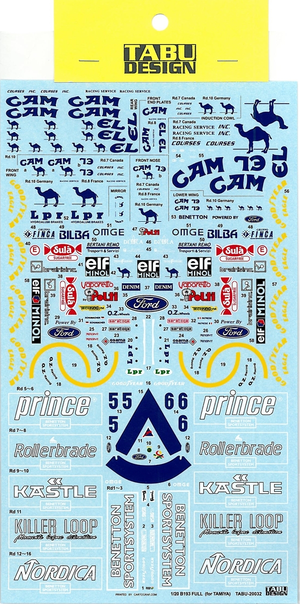 TABU20032D 1/20  B193  フルスポンサーデカール