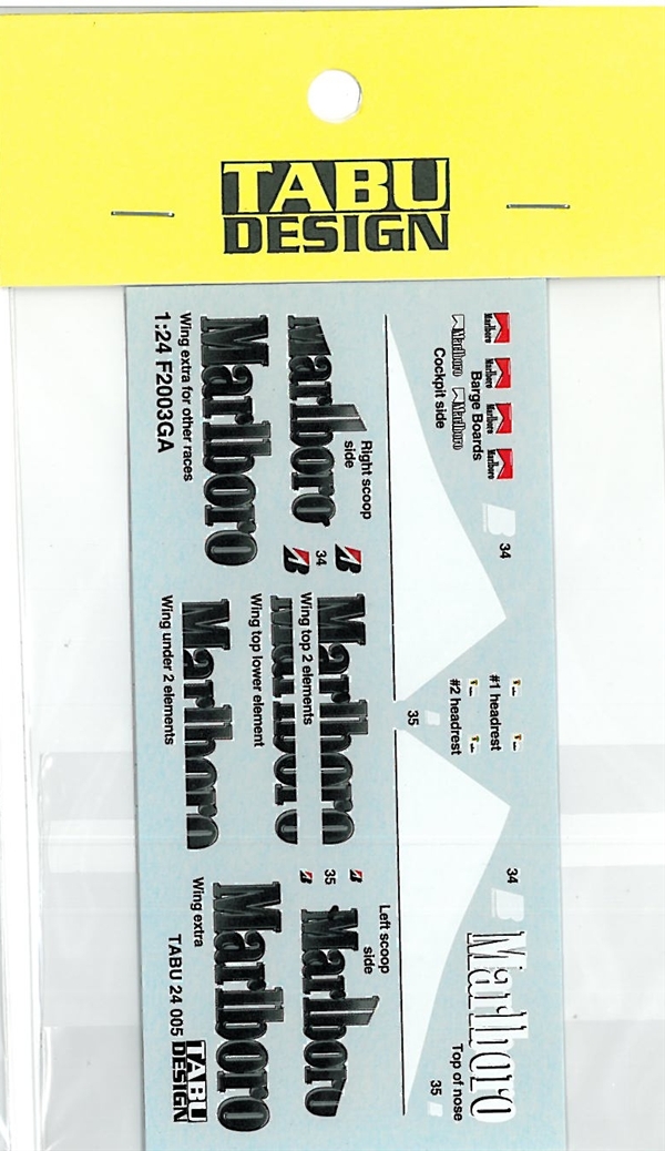 TABU24005 1/24 F2003-GA用タバコデカール（レベル社対応）