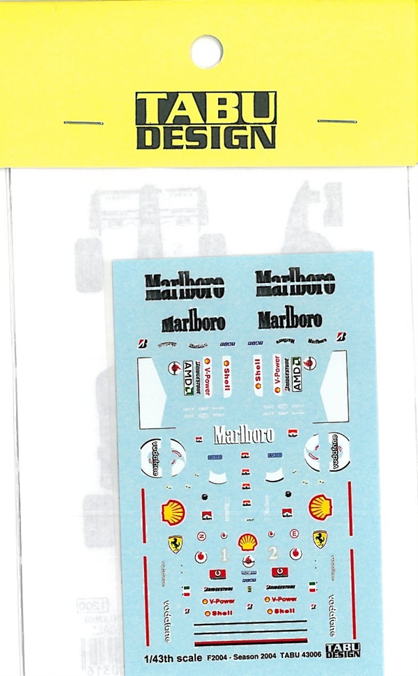 TABU43006 1/43 F2004 リペイントデカール（HOT WHEEL社対応）