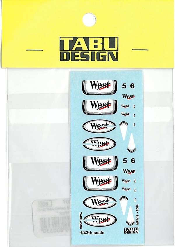 TABU43007 1/43 MP4/19 タバコデカール（HOT WHEEL社対応）