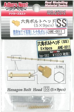 ANE0011  六角ボルトヘッド　SS　（5×9ｐｃｓ）