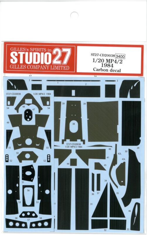 CD20038  1/20 MP4/2 1984 Carbon decal (A社1/20 MP4/2 1984British対応）