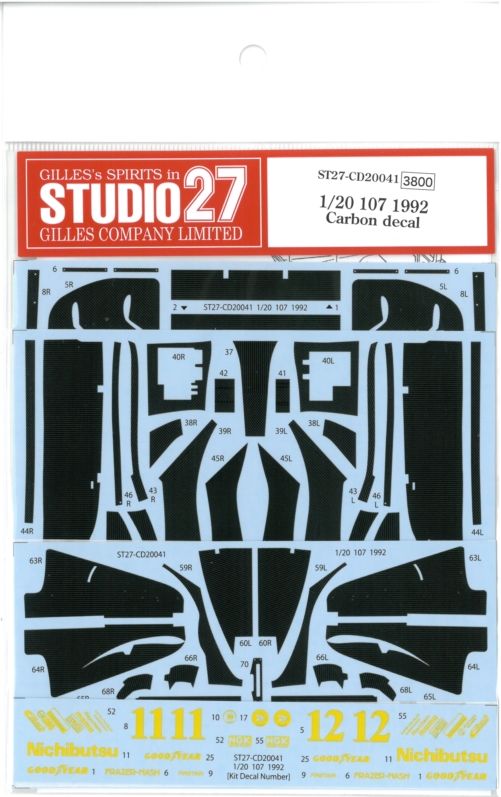 CD20041 1/20 107 1992 Carbon decal  (T社1/20 107FORD対応）