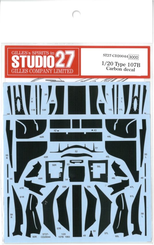 CD20044 1/20 Type 107B Carbon decal  (T社1/20　107B　FORD対応）