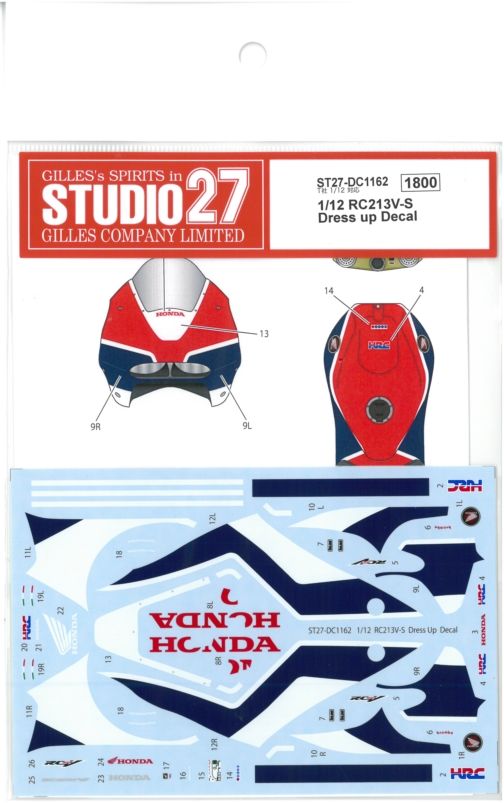 DC1162  1/12 RC213V-S  Dress up Decal  (T社1/12 RC213V 2014対応）