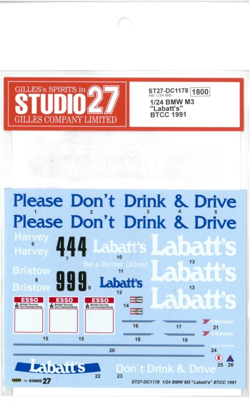 DC1178 1/24 BMW M3 "Labatt's" BTCC 1991 (A社1/24 BMW M3 E30 対応）