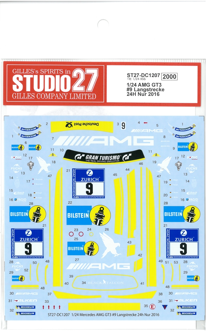 DC1207　1/24 AMG GT3 #9 Langstecke 24H Nur 2016(T社1/24 AMG　GT3対応）