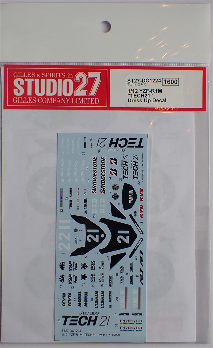 DC1224 1/12 YZF-R1M "TECH21" Dress Up Decale　(T社YZF-R1M対応）