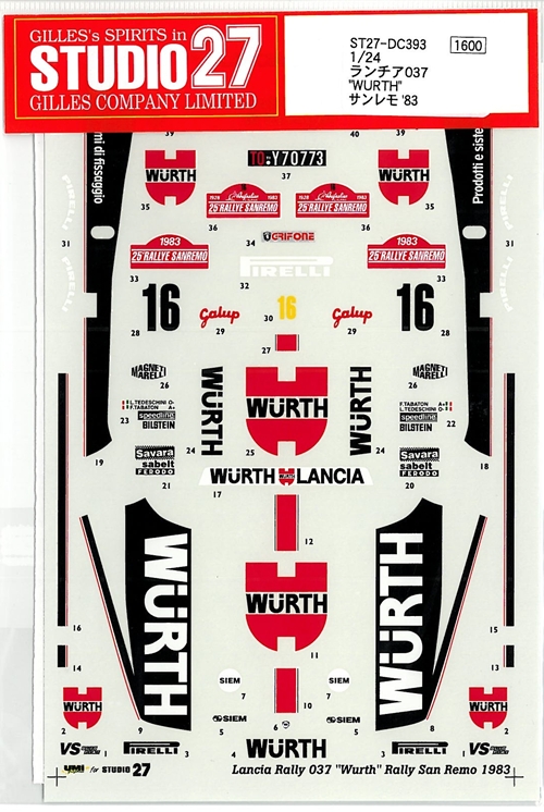 DC393  1/24  LANCIA　037"WURTH"SANREMO　' 83