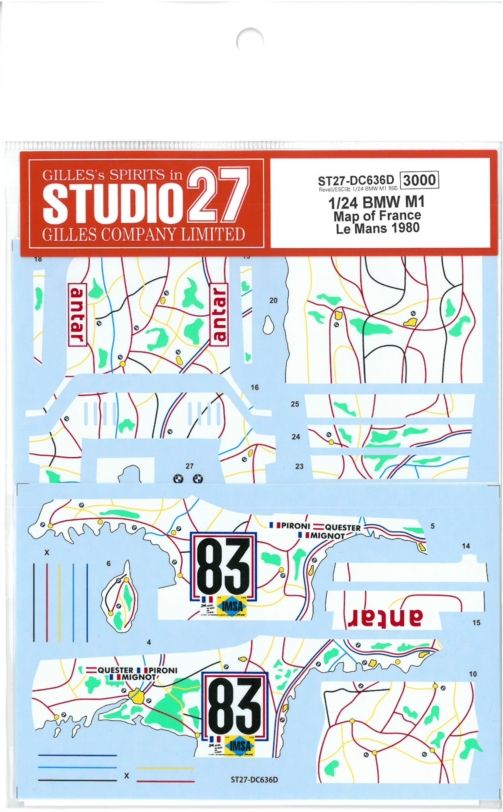 DC636D 1/24 BMW M1 Map of France Le Mans1980 (Revell社1/24BMW M1対応)