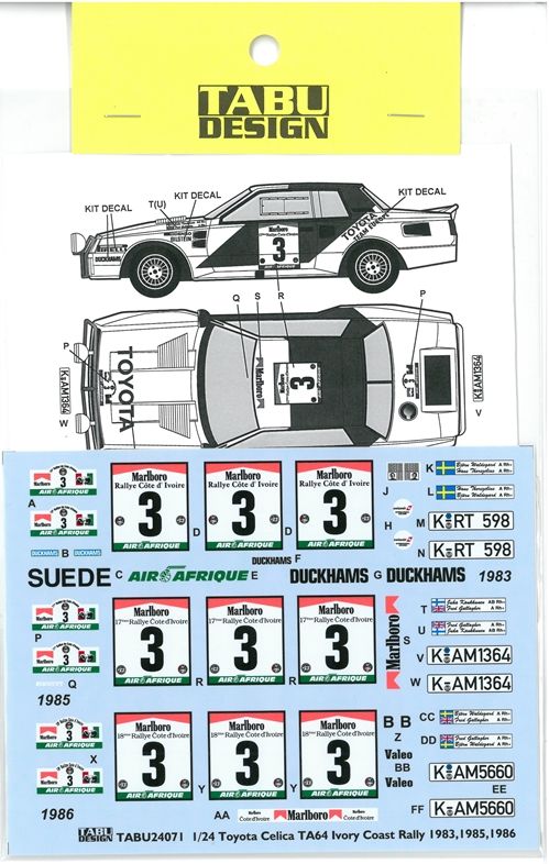 TABU24071 1/24 TA64 lvory Coast Rally 1983.1985.1986 Option(A社1/24対応）