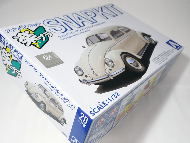 1/32 フォルクスワーゲン ビートル　パールホワイト アオシマ 楽プラ スナップキット No.20-PW