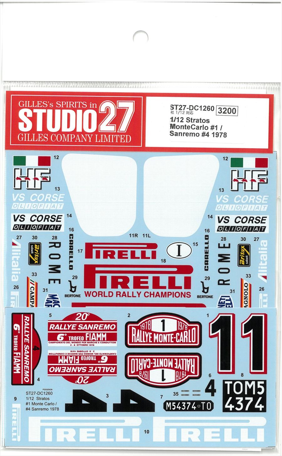 DC1260 1/12 Stratos MonteCarlo#1/Sanremo#4 1978 (I社1/12対応）