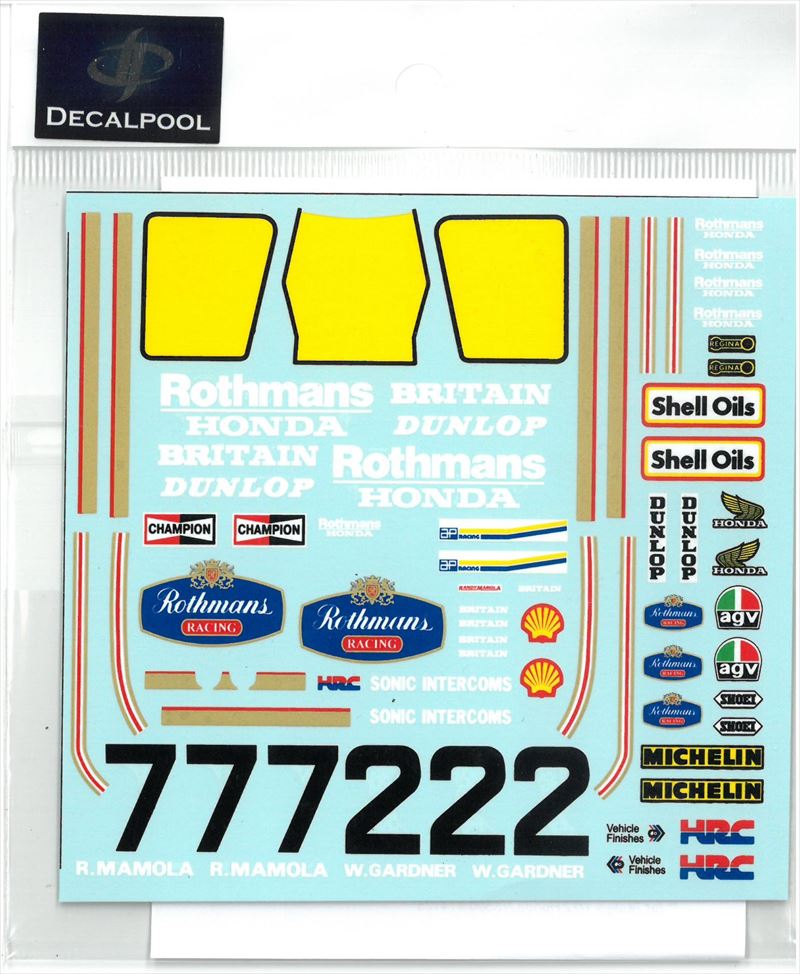 DP036  1/12 Honda NS500 Rothmans #2/7 W. Gardner WGP '85 (DECAL POOL)