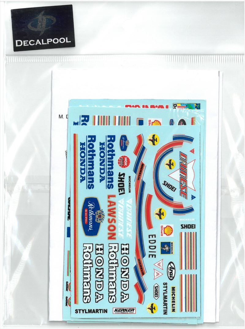 DP129 1/12 Honda NSR500 Rothmans M. Doohan & W. Gardner & E. Lawson rider '89 (DECAL POOL)