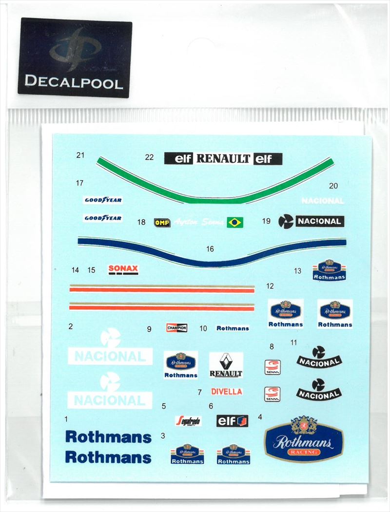 DP190  1/12 Williams Renault Rothmans A. Senna Decal for Figure  (DECAL POOL)