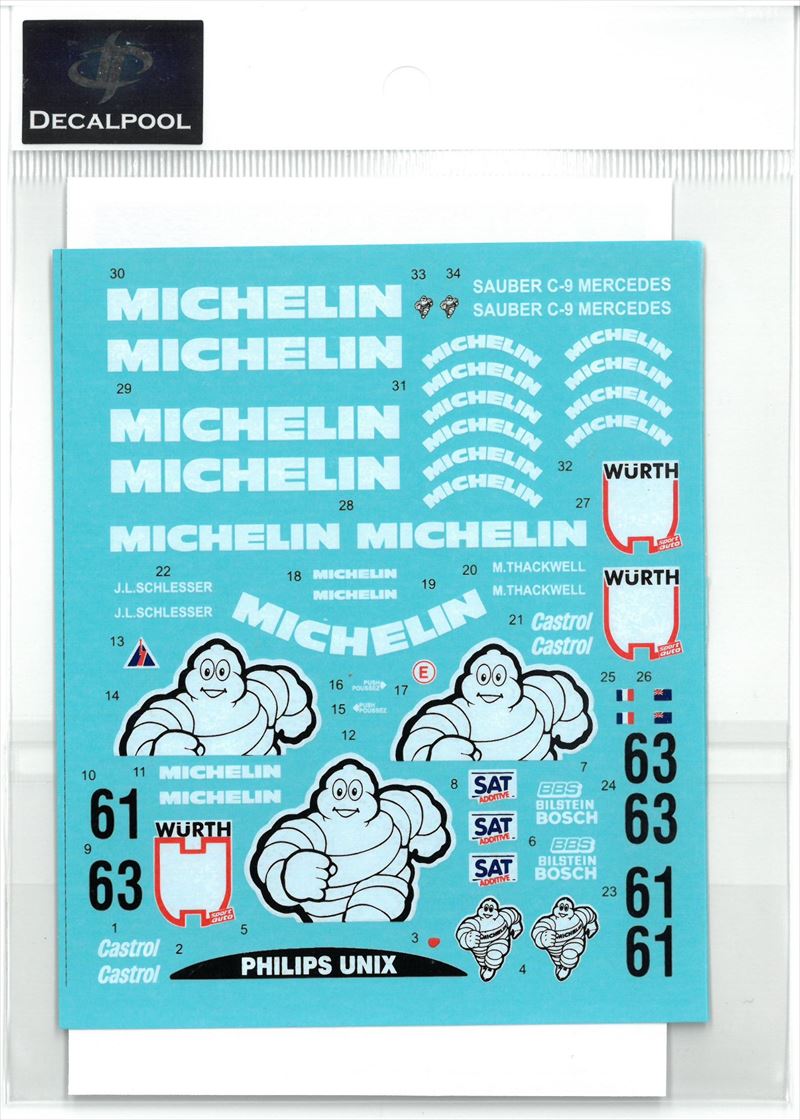 DP235  1/24 Sauber Mercedes Benz C9 MICHELIN Supersprint Nurburgring'87Winner　(DECAL POOL)