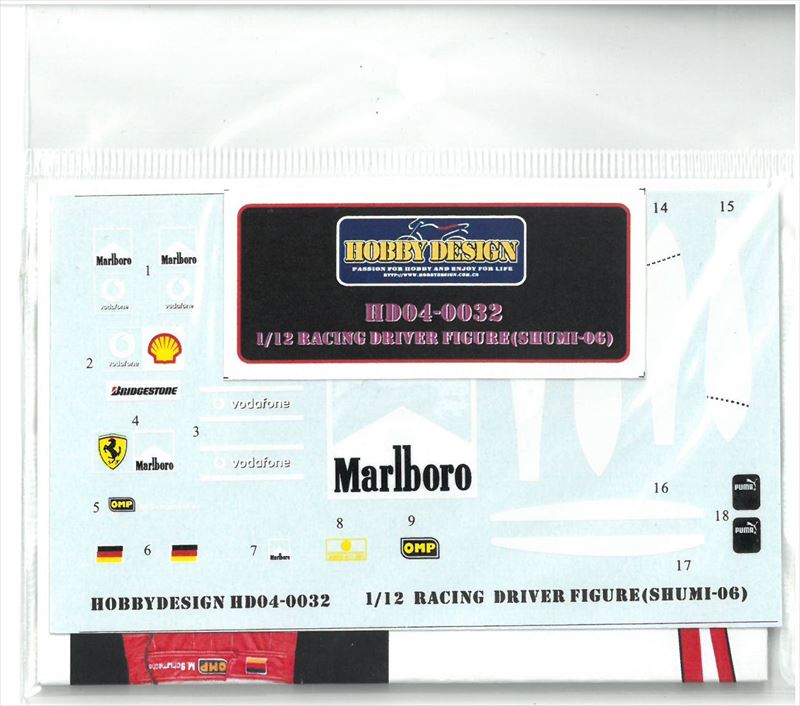 hd04-0032  1/12 RACING DRIVER Figure Decal (SHUMI-2006)　Hobby Design