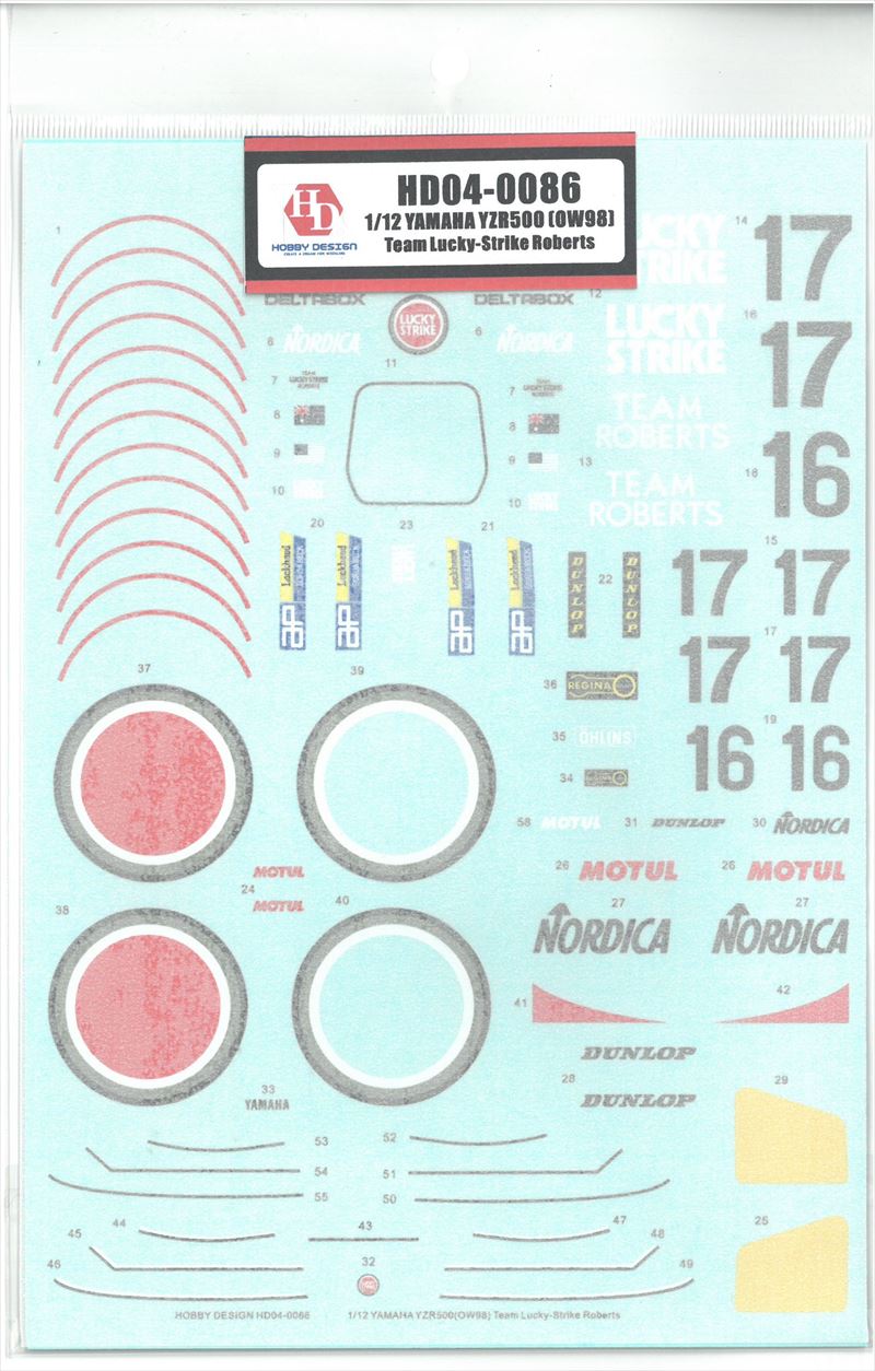 hd04-0086  1/12 Yamaha YZR500(OW98) Team Lucky-Strike Roberts　Hobby Design