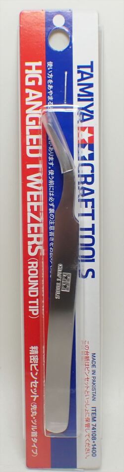 item74108  ペンチ・ピンセット No.108 精密ピンセット (先丸・ツル首タイプ) HG ANGLED TWEEZERS (ROUND TIP)（TAMIYA）