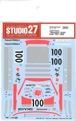 DC1147  1/24 Civic "Idemitsu"#100 Inter TEC 1989  (A社1/24 CivicEF3対応）