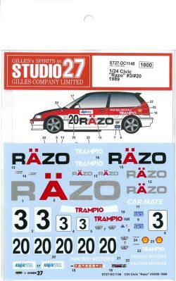 DC1148  1/24 Civic "Razo"#3/#20 1989  (A社1/24 CivicEF3対応）