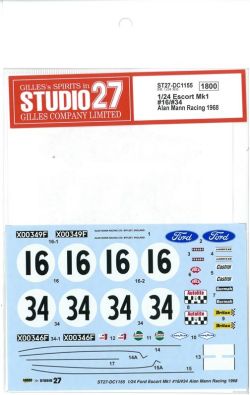 DC1155 1/24 Escort Mk1 #16 ＃34 Alan Mann Racing1968 (BELKITS1/24対応）