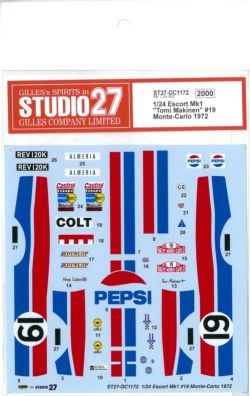 DC1172  1/24 Escort Mk1 "Tomi Makinen"#19 Monte-Carlo 1972 (B社1/24対応）