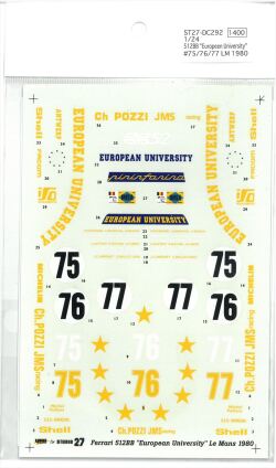 DC292   1/24 Ferrari 512BB "Europeen University" #75/76/77 LM 1980