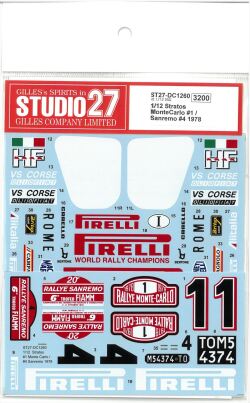 DC1260 1/12 Stratos MonteCarlo#1/Sanremo#4 1978 (I社1/12対応）