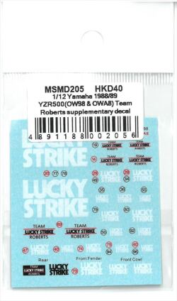 msmd205  1/12 Yamaha 1988/1989 YZR500 (OW98 & OWA8) Team Roberts Supplementary decal(MSMcreation)