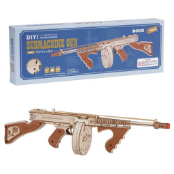 サブマシンガン 輪ゴムを飛ばして遊べるウッドパズル 【LQB01】 組立