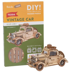 ビンテージカー【TG504】 組立キット 日本語説明書付 インテリア 3D ウッドパズル【つくるんです】